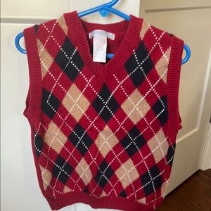 Argyle Sweater Vest - Red, Black, Tan